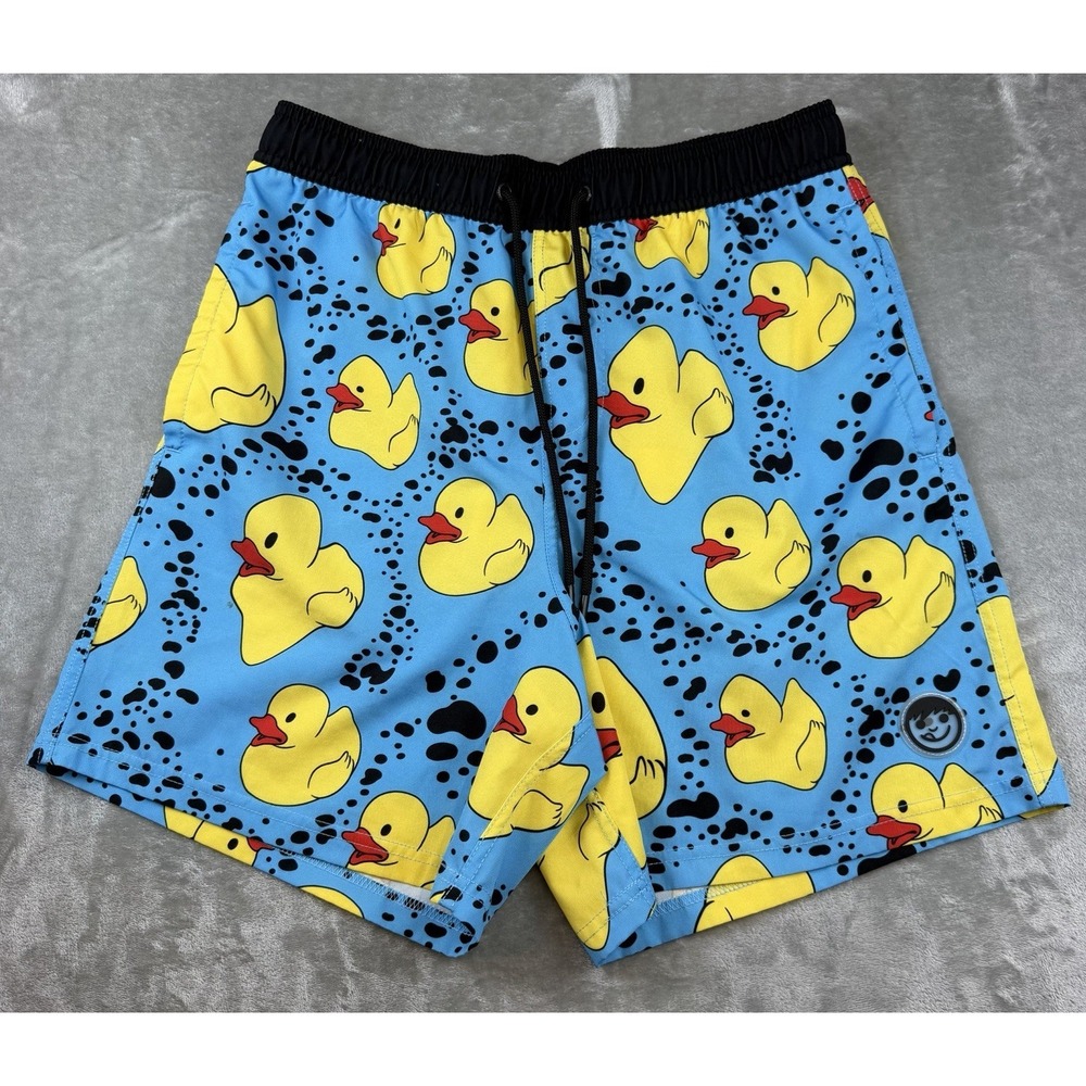 Neff Swim Shorts Men's Large Blue With Yellow Ducks Trunks Beach Pool